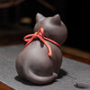 Purple Clay Cat Tea Pet Figurine, Chinese Tea Table Decoration