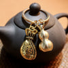 Brass Gourd Keychain with Five Emperor Coins, Feng Shui Decoration
