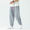 Men's Harem Pants Summer Casual Cotton Linen Cropped Trousers