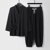 Men's Meditation Cloth Set: Linen Kimono Pants With Pockets