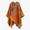Koi Fish Pattern Poncho Shawl, Warm Faux Cashmere Wrap