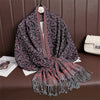 Jacquard Paisley Flower Pattern Color Contrast Design Tassel Cozy Scarf Shawl