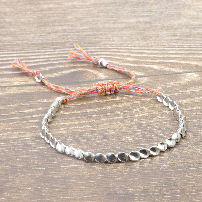 Copper Beads Luck Bracelet, Adjustable Woven Cord
