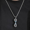 Copper Vajra Pendant Necklace with Blue Enamel Detail