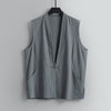 Men's Linen Sleeveless Vest with Chinese Knot Buttons