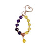 Amethyst and Yellow Crystal Bead Keychain with Heart Clasp