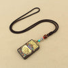 Tibetan Thangka Pendant Necklace, Ebony Wood Rope