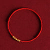 999 Gold Mini Three Beads Design Luck Rope Bracelet Anklet