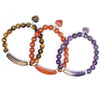 Heart Pendant Crystal Bracelet - Amethyst, Rose Quartz & More