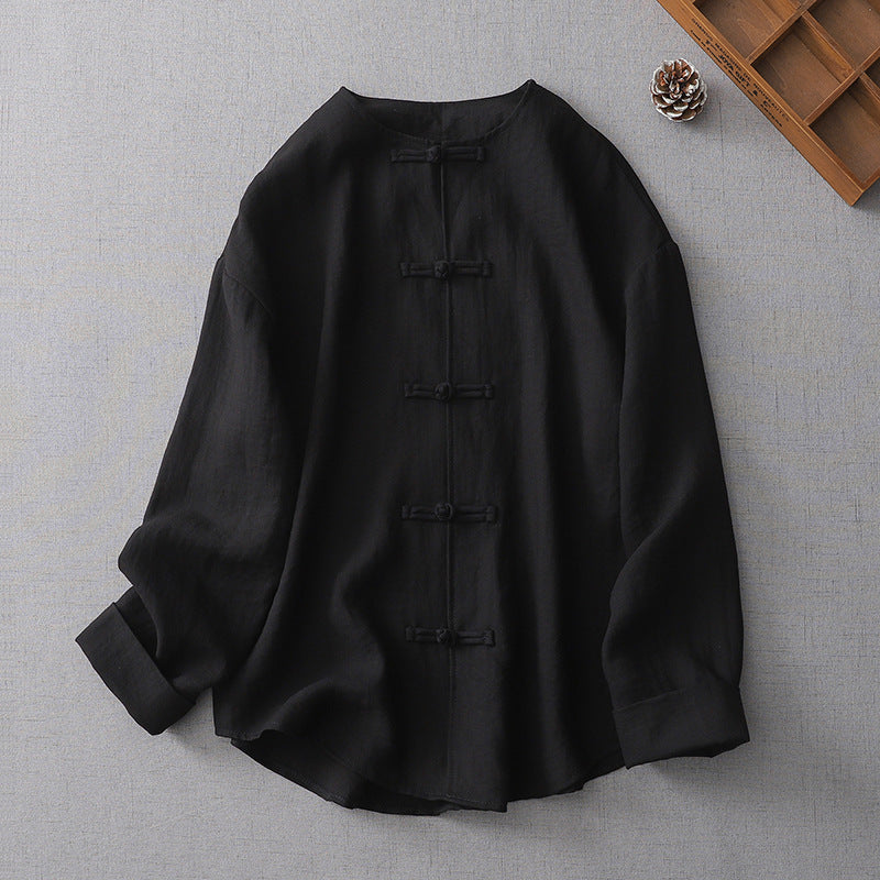 Women's Solid Color Button Long Sleeve Shirt