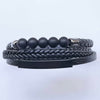 Men's Multi-Layer Leather Bracelet with Stone Beads