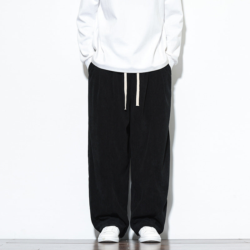 Men's Corduroy Drawstring Pants with Pockets