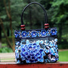 Embroidered Canvas Tote Bag with Floral and Phoenix Motifs