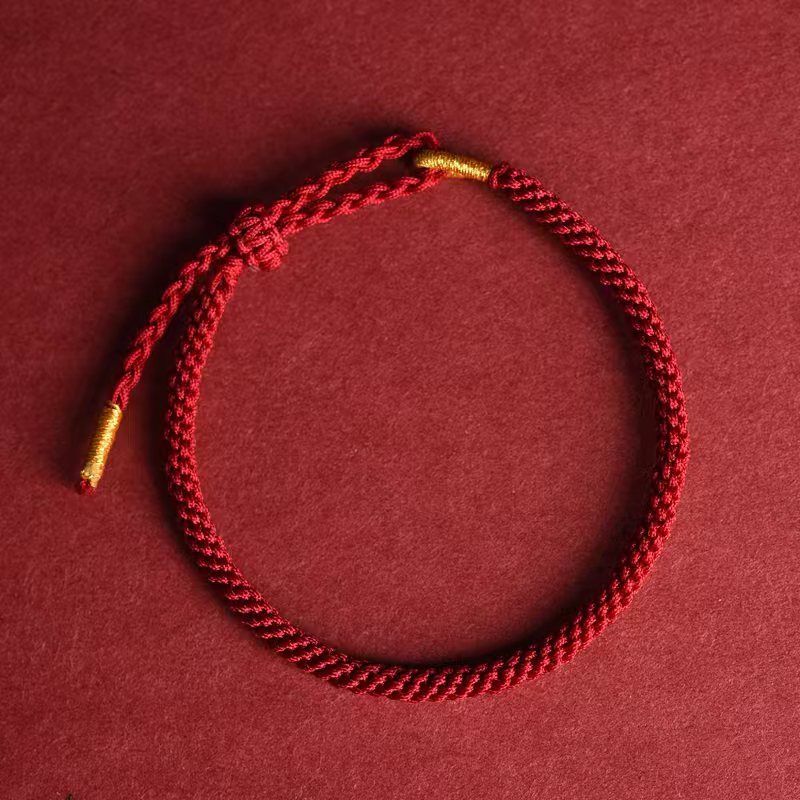 Hand-Woven Adjustable Red String Bracelet for Protection