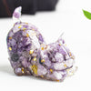 Resin Cat Figurine with Crystal Gravel, Desk Decor