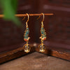 Enamel and Natural Crystal Drop Earrings, Chinese Style