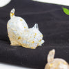 Resin Cat Figurine with Crystal Gravel, Desk Decor