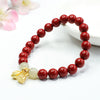 Cinnabar Rose Bracelet with Gold-Tone Accents