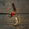 Brass Koi Fish Keychain with Beads and Coins