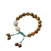 Green Sandalwood Bracelet with White Cat Charms