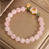 Rose Quartz and Hetian Jade Peach Blossom Fu Bracelet