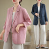 Women's Linen Blend Blazer Jacket with Princess Sleeves