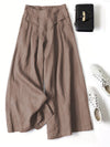 Women's Wide Leg Pants Cotton Linen High Waist Trousers With Pockets