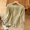 Women's Cotton Linen Blend Crew Neck T-Shirt
