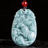 Chinese Zodiac Jade Pendant Necklace Blue Water Horse Luck Rope