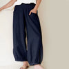 Women's Harem Pants Cotton Linen Wide Leg Cropped Trousers