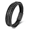 Braided Leather Bracelet with Steel Clasp