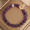 Amethyst Bracelet with White Flower and Pearl Charm