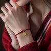 Handmade Red Rope Bracelet with Fu Charm, Peace Knot Design