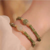Bamboo Pattern Hetian Jade Bracelet for Women, Handmade Luck Charm