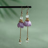 Handmade Velvet Flower Earrings, 925 Silver Hook
