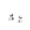 925 Sterling Silver Cat Stud Earrings with Brushed Finish