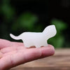 Carved Wood Cat Figurine with Bell - Cute Animal Desk Decoration