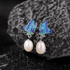 Sterling Silver Butterfly Pearl Necklace Ring Earrings Set