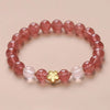 Strawberry Quartz Flower Bracelet with White Agate