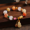Golden Silk Jade Gourd Charm Bracelet