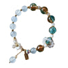 Chalcedony and Glass Bead Bracelet with Flower Charm
