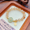 Citrine and Strawberry Quartz Charm Bracelet, 8mm Beads