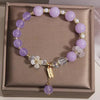 Amethyst and Blue Crystal Flower Bracelet with Charm