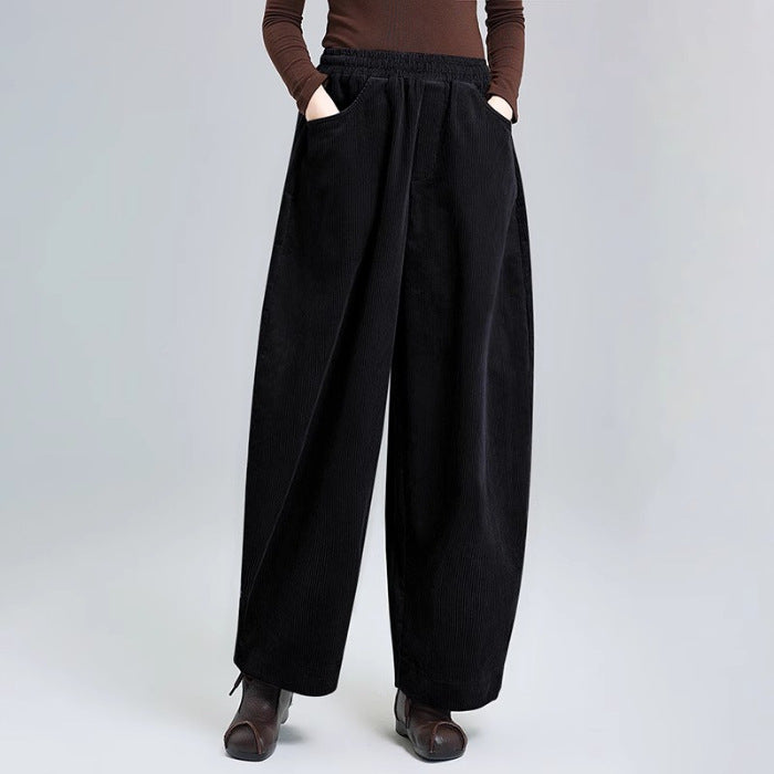 Women's Corduroy Harem Pants with Pockets
