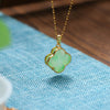 Four Leaf Clover Jade Pattern Luck Necklace Pendant