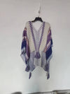 Tibetan Shawl Blue Beige Red Wavy Pattern Winter Warm Tassel Scarf