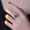 925 Sterling Silver Blue Candy Agate Bead Ring
