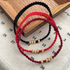 925 Sterling Silver Red String Bracelet, Braided Cord Beads