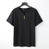 Men's Short Sleeve Linen Cotton Henley Shirt Solid Color