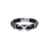Infinity Symbol Leather Bracelet with Titanium Steel Buckle
